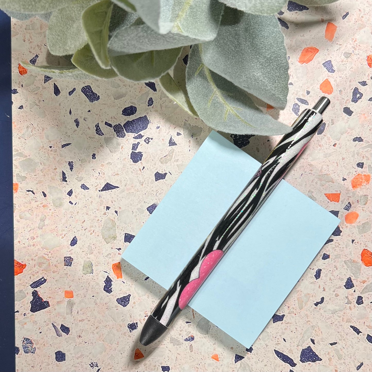 Zebra Hearts and Print RTS Glitter Pen