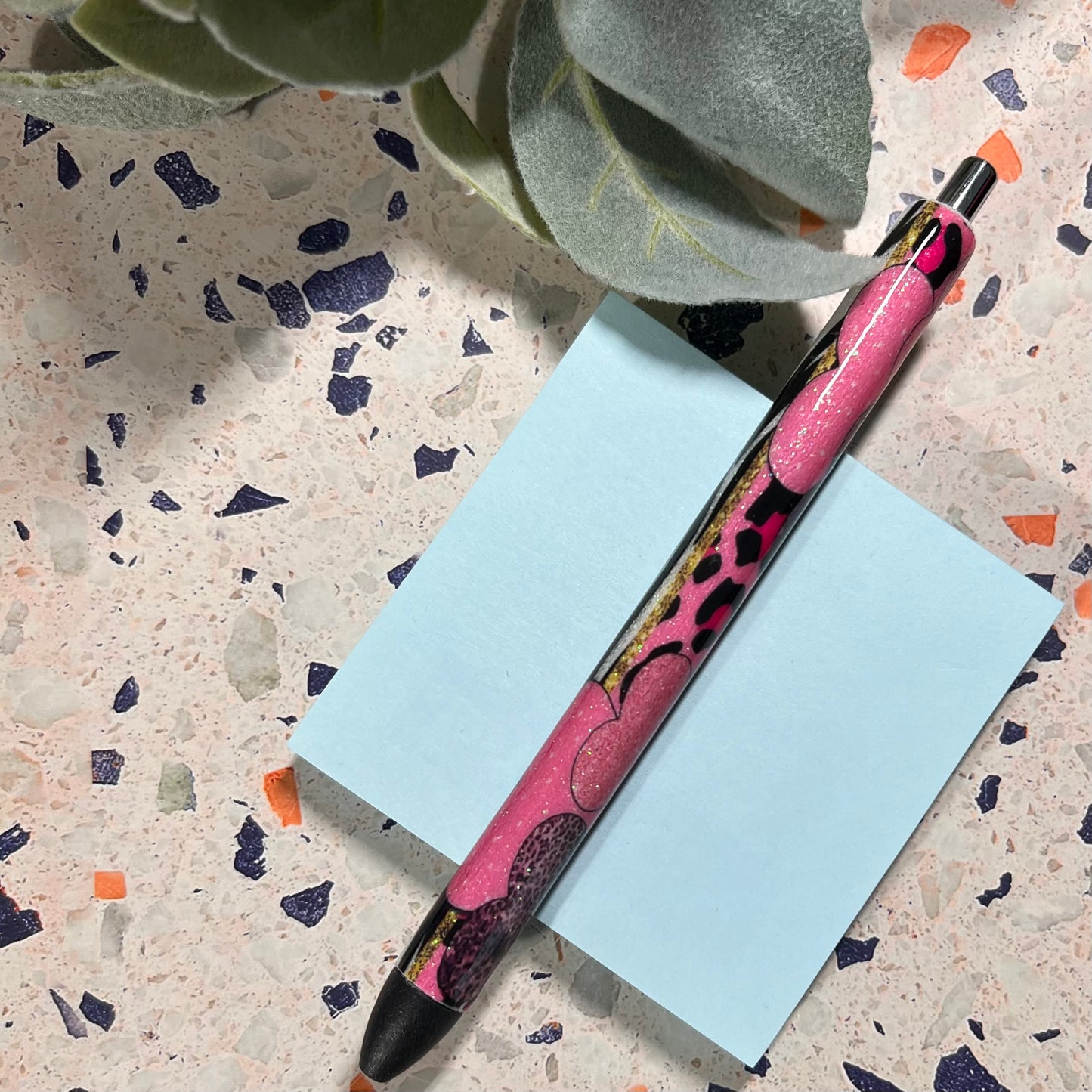Zebra Hearts and Print RTS Glitter Pen