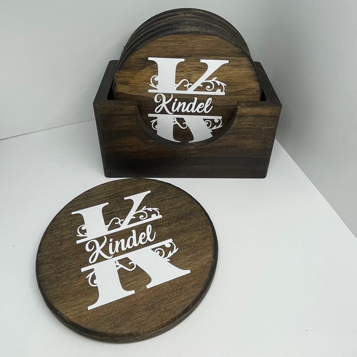 Custom Wood Coaster Set with Holder