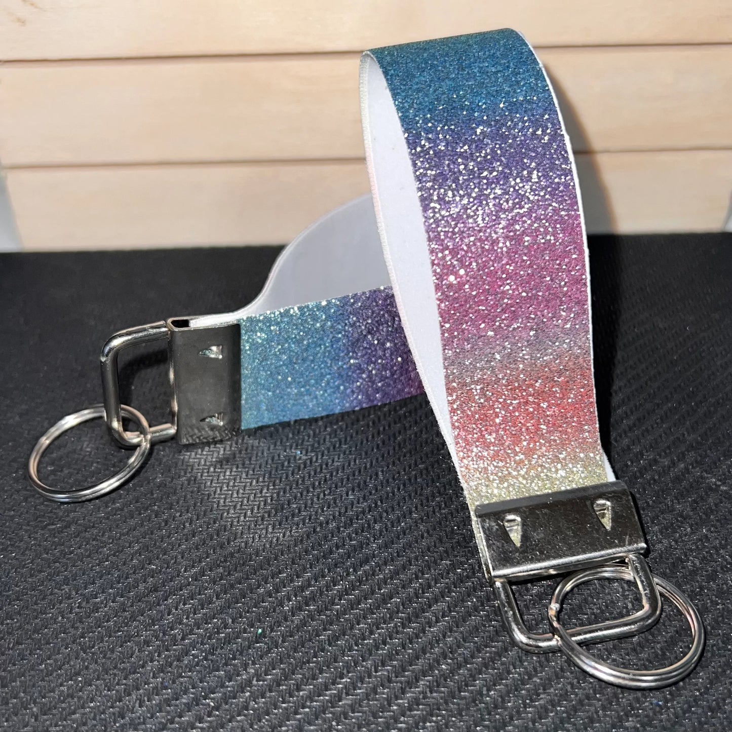 Rainbow Glitter Key Fob